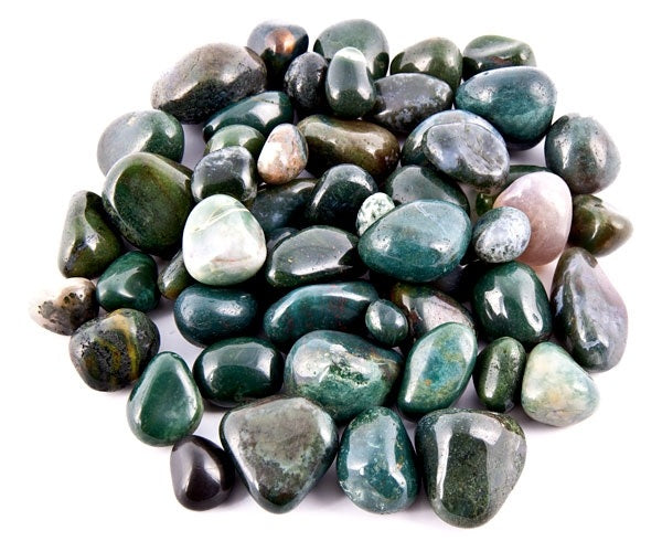 Moss Agate Tumbled Stone - 1 Pound