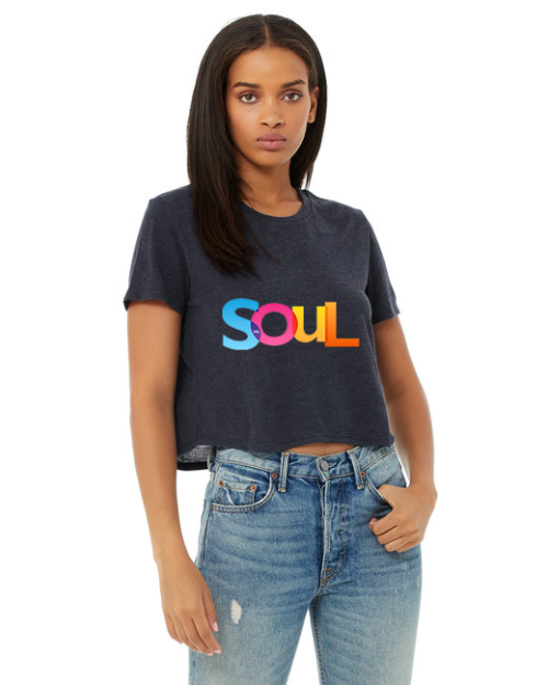 Ladies Navy Cropped Tee