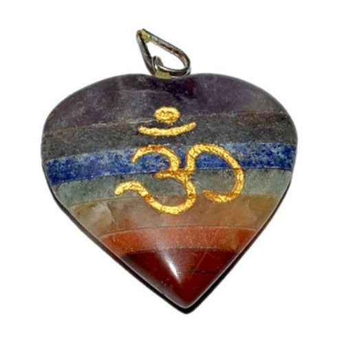 Om Symbol Bonded Chakra Heart Pendant