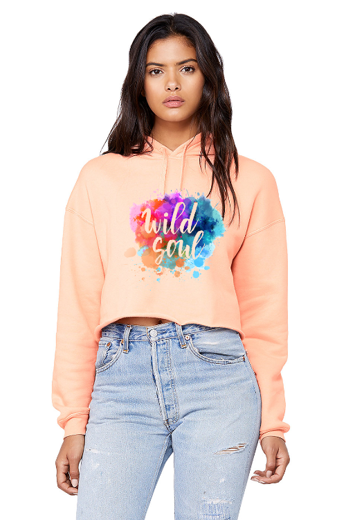 Peach Wild Soul Cropped Fleece Hoodie