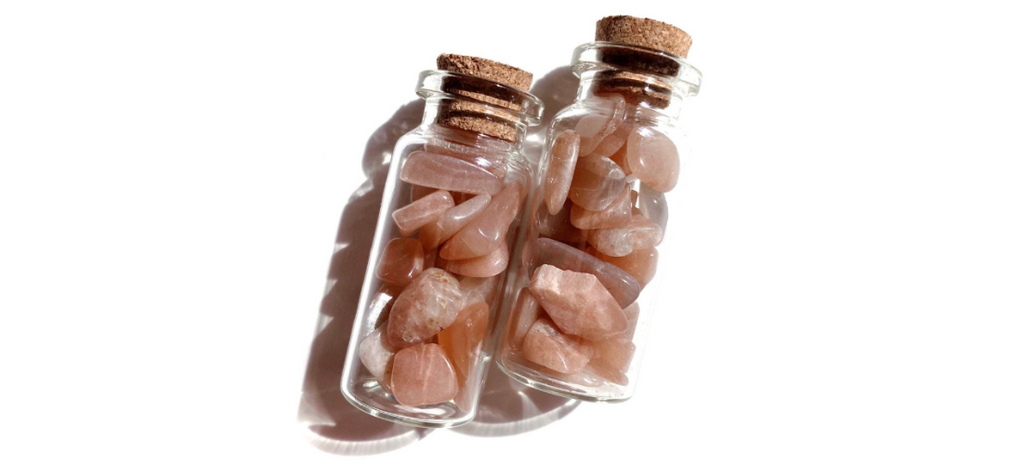 Peach Moonstone In  Bottle