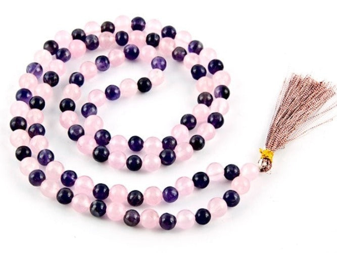 Rose Quartz and Amethyst Prayer Mala