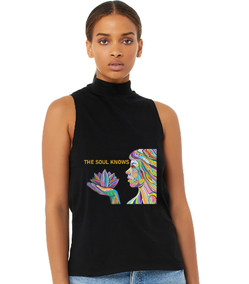 The Soul Knows Black Mock Neck Tee