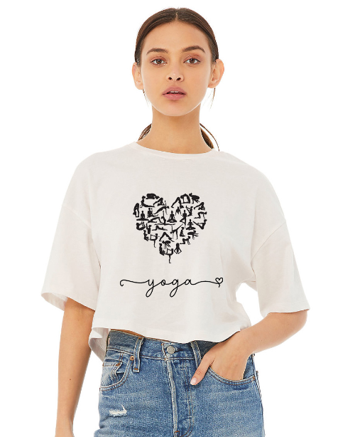 Women's Jersey Cropped Tee - Yoga Love